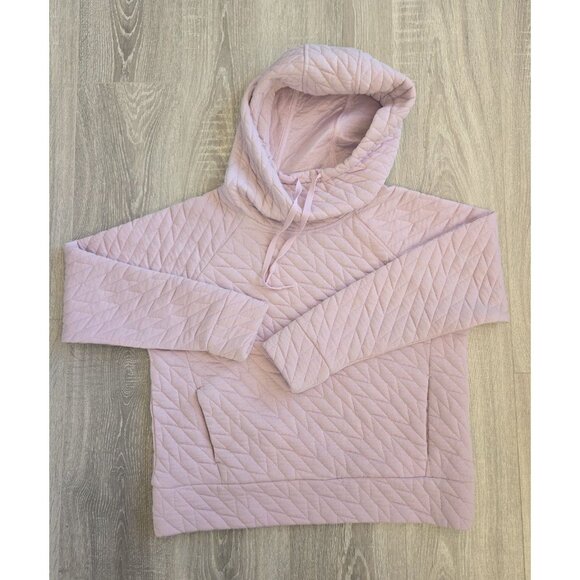 GapFit Lavender Pale pink quilted Funnel neck‎ Hoodie sz M womans - Picture 1 of 7